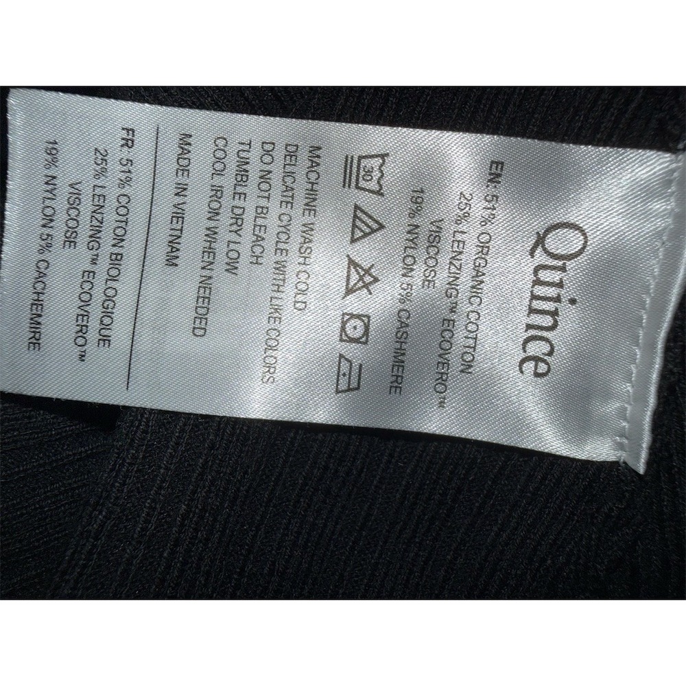 Quince cotton cashmere Bodysuit Womens XS Black Ribbed Turtleneck Snap Closure - Picture 6 of 7